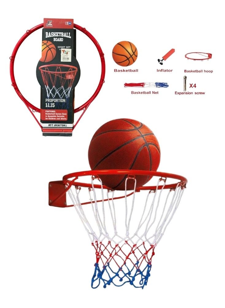 بريميم مجموعة طوق كرة سلة مثبتة على الحائط للأطفال - لوحة كرة سلة داخلية صغيرة مع كرة وشبكة ومضخة - Image 1